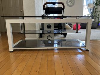 White And Glass Tv/console Table/shelf