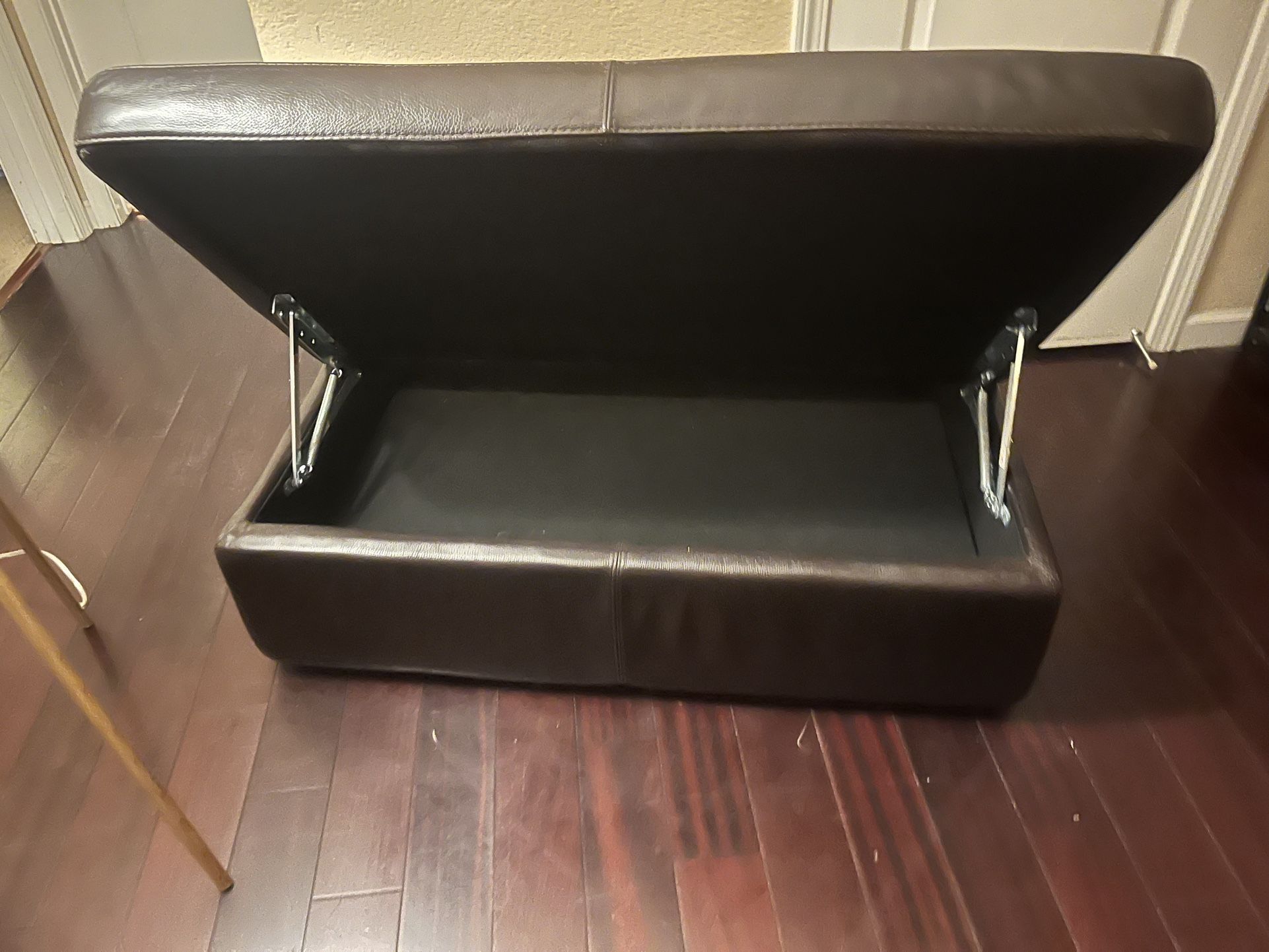 brown leather ottoman