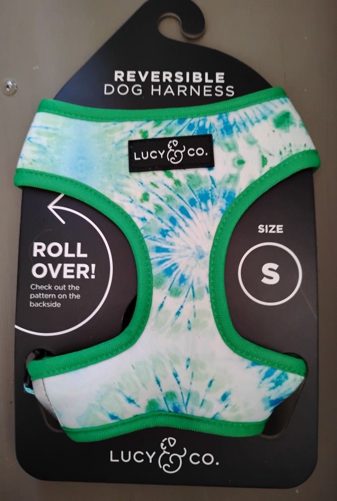 Lucy And Co. Reversible Dog Harness Tie Die Green/Blue New