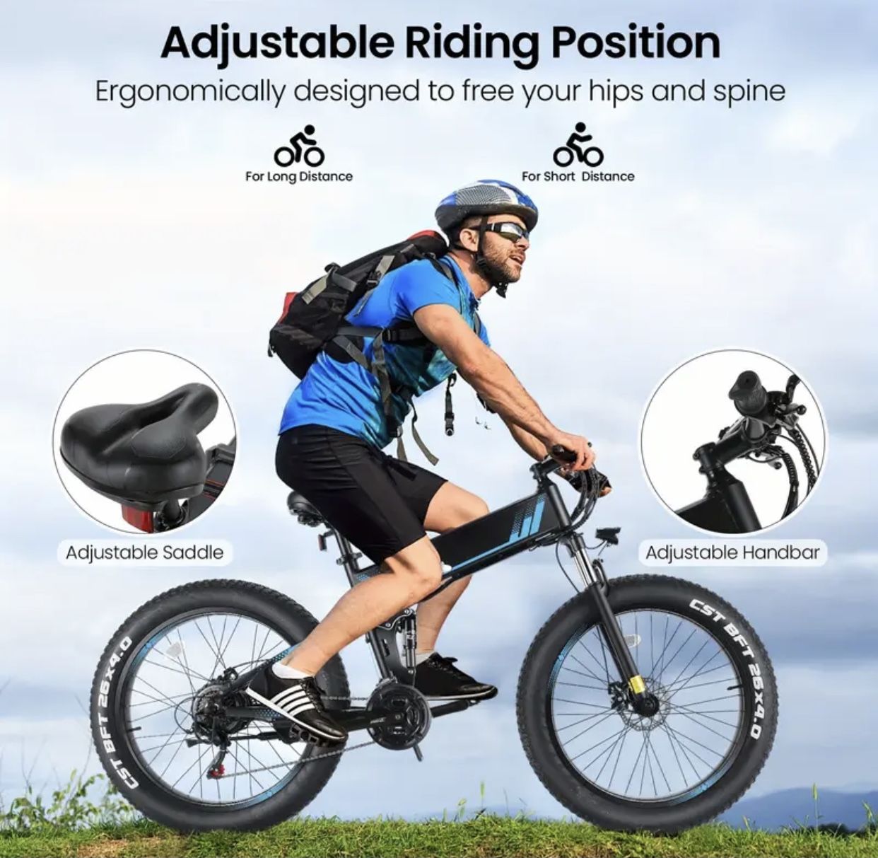 Fat Tire Electric Mountain Bike With Lithium Ion Battery FOLDABLE . 3 Colors In Stock