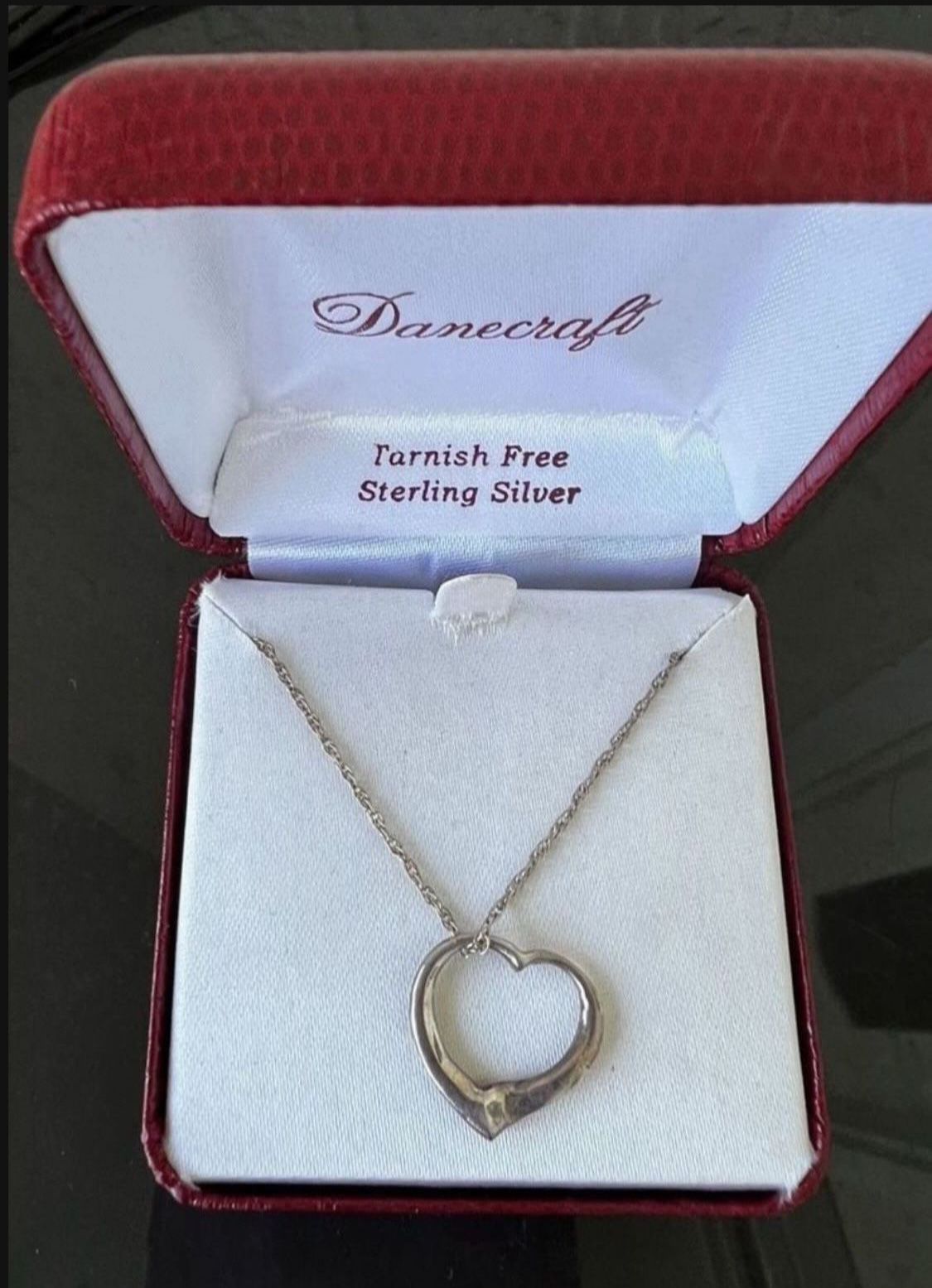 DaneCraft Tarnish Free 925 Sterling Silver Open Heart Pendant necklace  In great condition