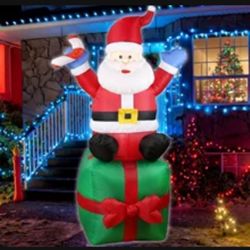6FT Christmas Inflatables Santa Claus with Gifts Outdoor Decor for Yard Party