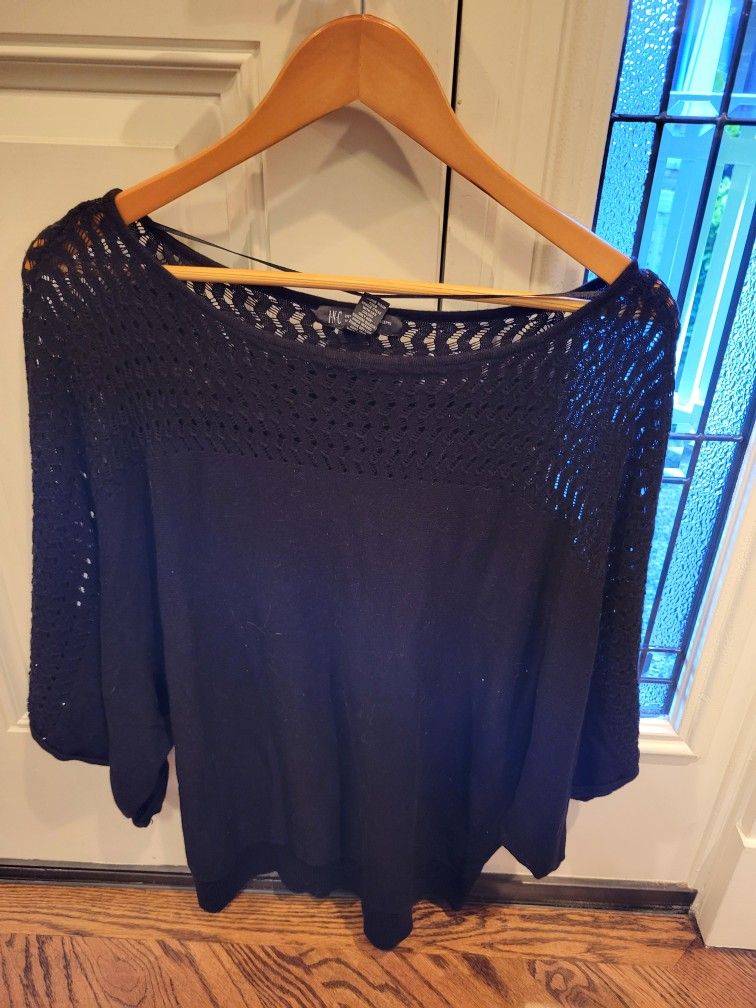 Black Raglan Sleeve Sweater INC Brand 2x