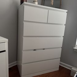 White Dresser w/ White Computer Desk Bundle