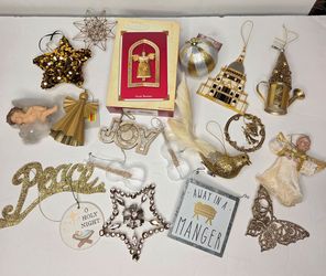 Hallmark Keepsake Tidings Angel Bird Gold Silver Christmas Ornament Lot Mixed