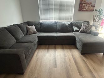 Large Gray U-Shaped Sectional Sofa