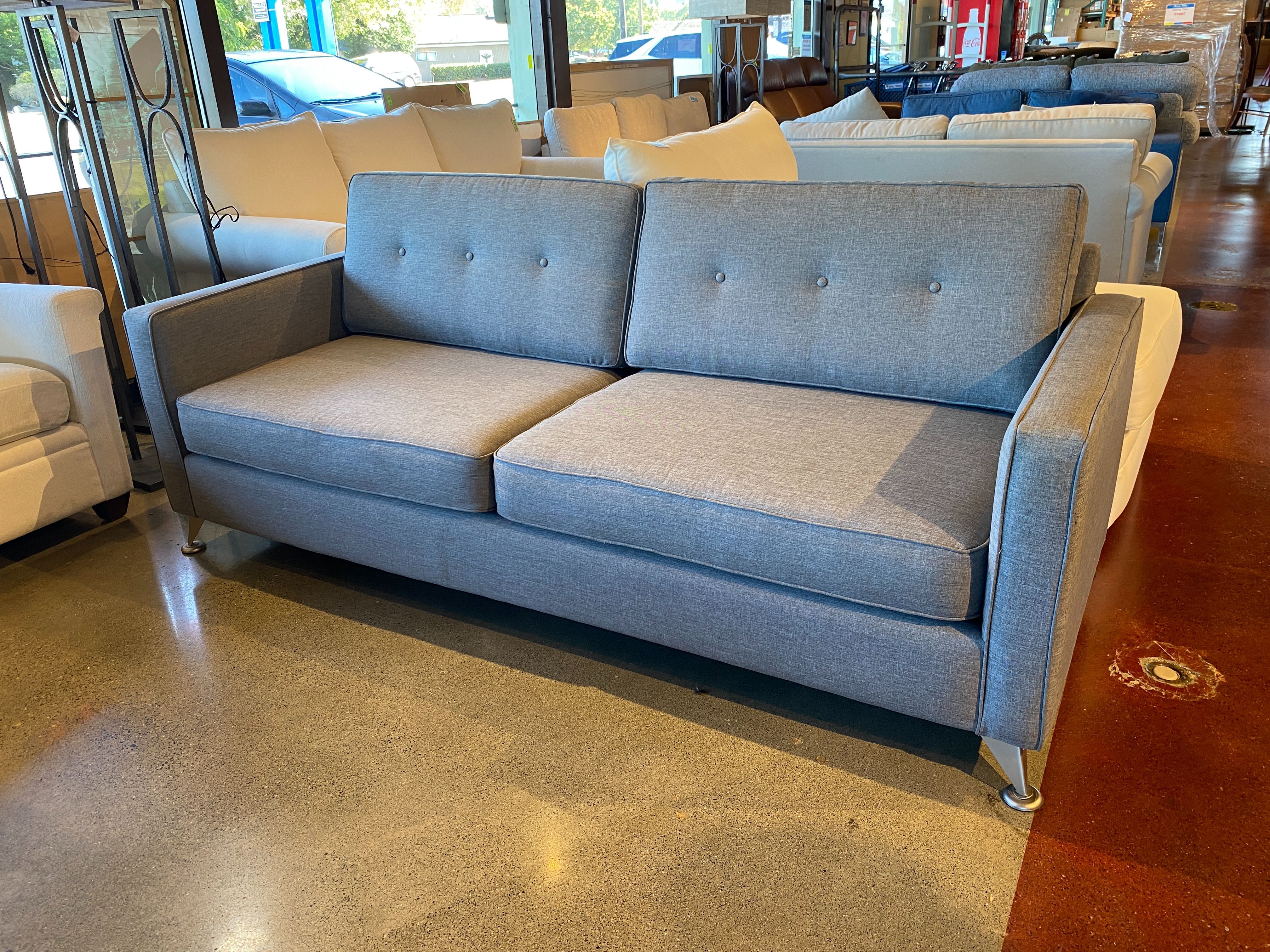 MADISON FURNITURE Modern Grey Sofa with Metal Legs