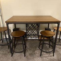 Table and Chairs With Wine Rack