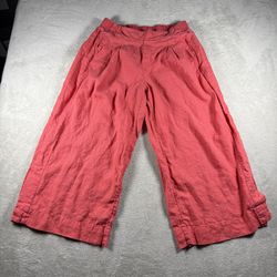 Athleta Women’s Size 12 Pink Playa Linen Wide Leg Crop Pants #513
