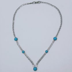 Vintage 1976 Sarah Coventry Summer Skies necklace silver tone faux turquoise vtg