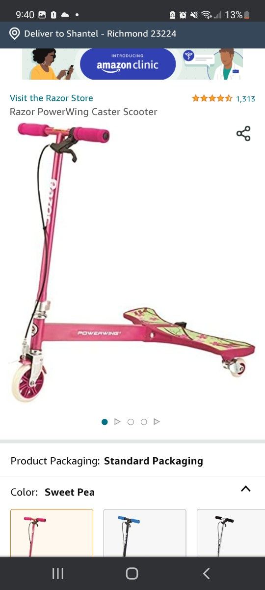 Pink PowerWing Scooter