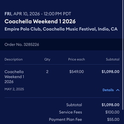 2 weekend one Coachella tickets