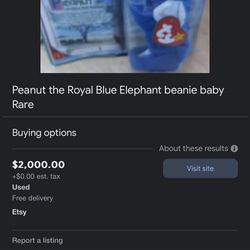 Ty Teanie Beanie Babies Royal Blue Elephant 