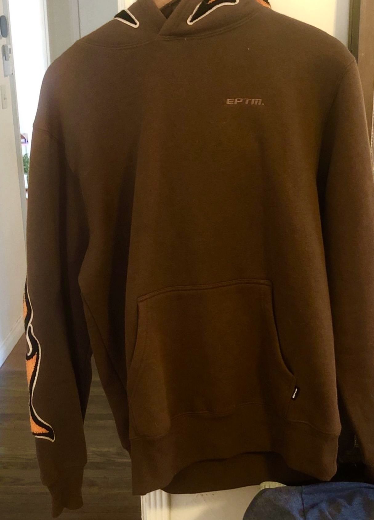 EPTM Brown Embroidered Flame Hoodie (Negotiable)