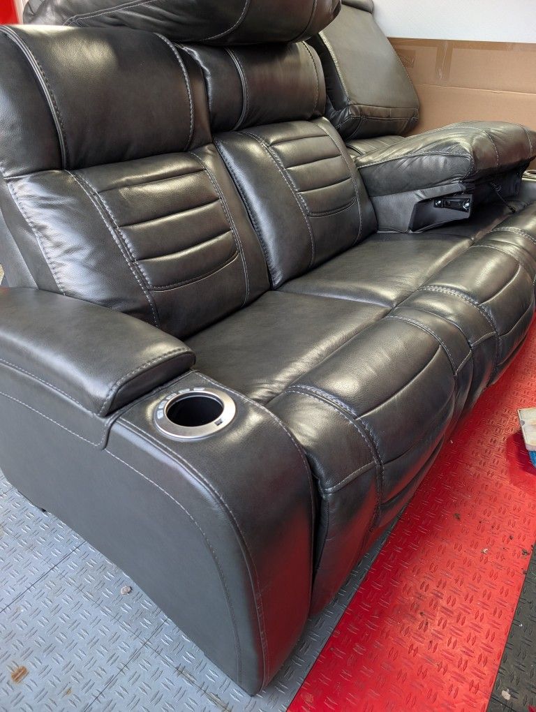 Free Leather Power Reclining Sofa And Love Seat