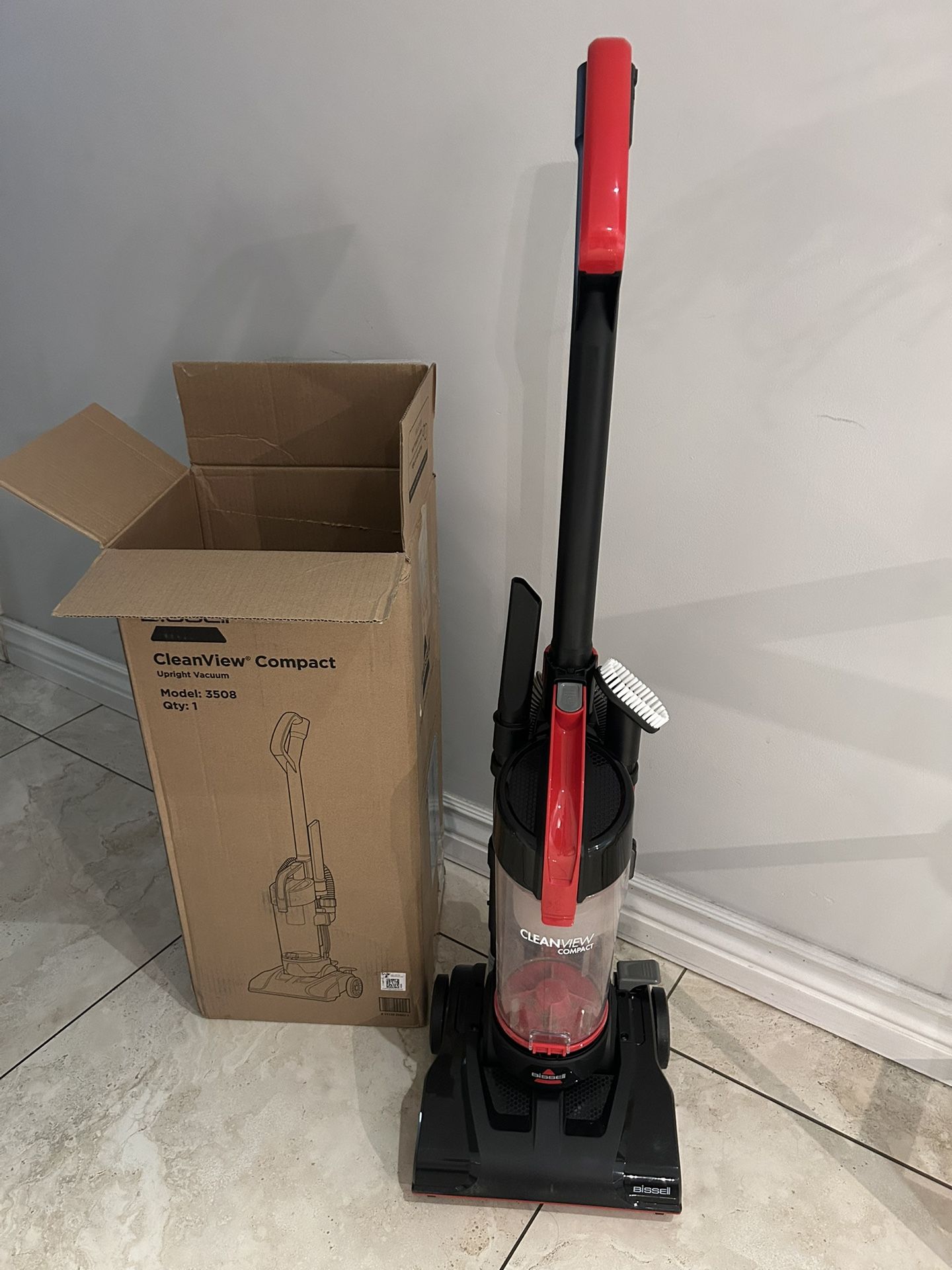 Bissell CleanView Compact Upright Vacuum, Fits in Dorm Rooms & Apartments, Lightweight with Powerful Suction and Removable Extension Wand, 3508