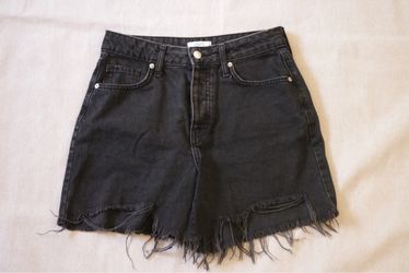Forever 21 Premium Black Denim Cutoff Shorts Women's Size 26 High Waist Frayed