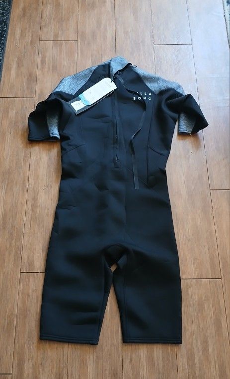 Billabong 2/2mm Synergy Back Zip Springsuit Short Sleeves Black/Gray Wetsuit/ Size M