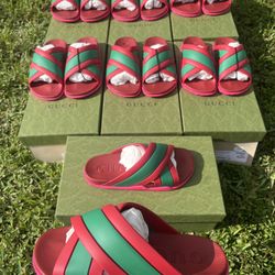 Gucci Web Slides Pink Rubber Women’s