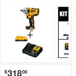 Dewalt Impact Wrench XR 1/2" + Battery + Charger