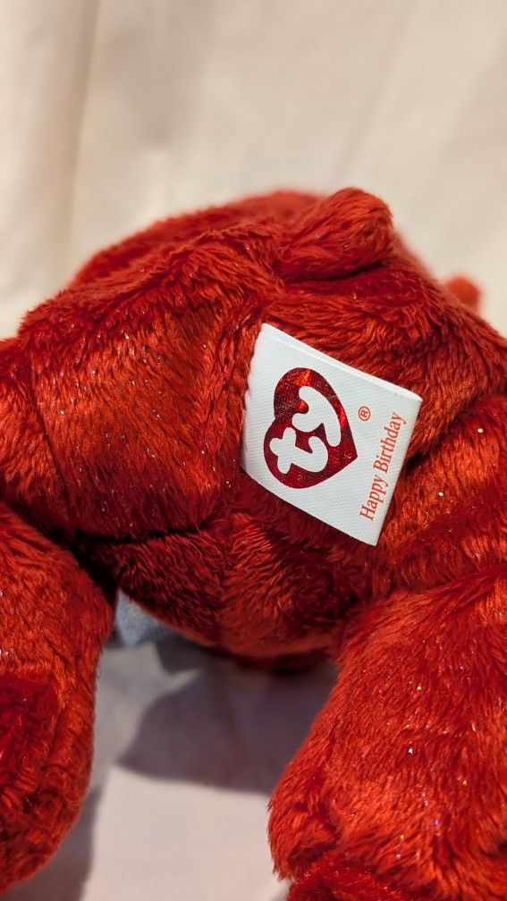 Red TY Birthday Beanie Baby with swing tag
