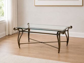 Modern Glass Coffee Table with Metal Frame