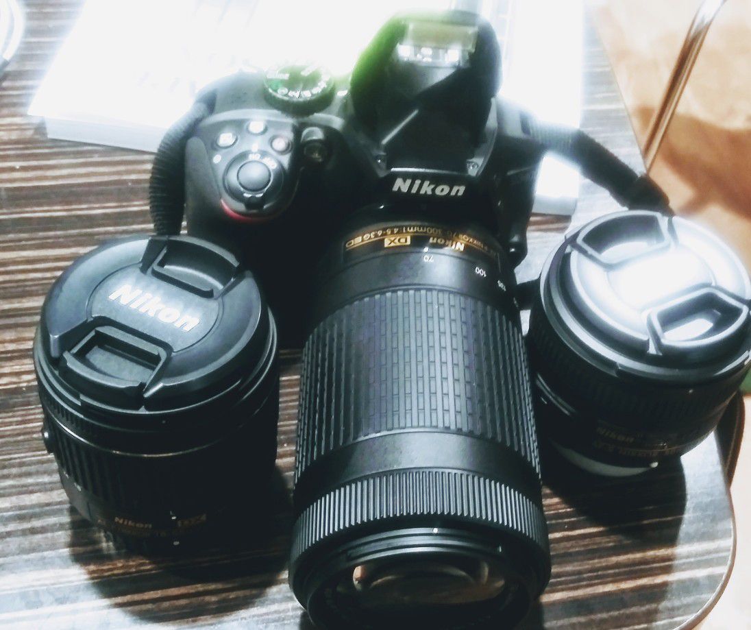 Brand new Nikon D3400 camera and lenses..300 obo