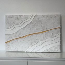 Modern Textured Wall Art with Gold Accent