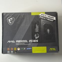 MSI MAG A850GL PCIE5, Fully Modular Compact Gaming 850W Power Supply