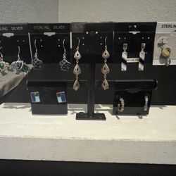 Sterling Silver Earrings Lot - 7 Pairs, Various Styles