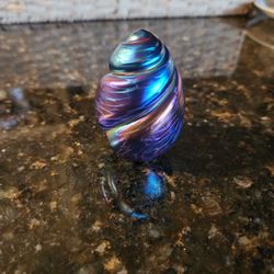 OBG 1994 Ornamental Blown Studio Hand Blown Aurene Iridescent Art Paper Weigth