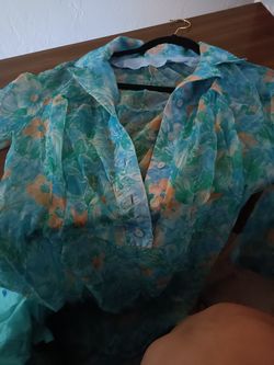 1970s Shear Blue Day Dress