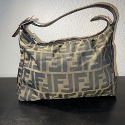  FENDI Brown Zucca Jacquard Pouch Handbag