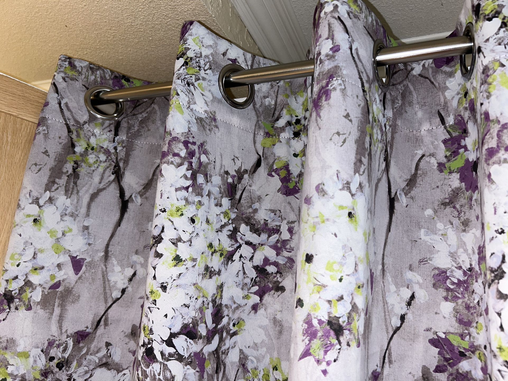 Barley Used 52” W By 63” L  Violet flower blackoutflower blackout-curtains