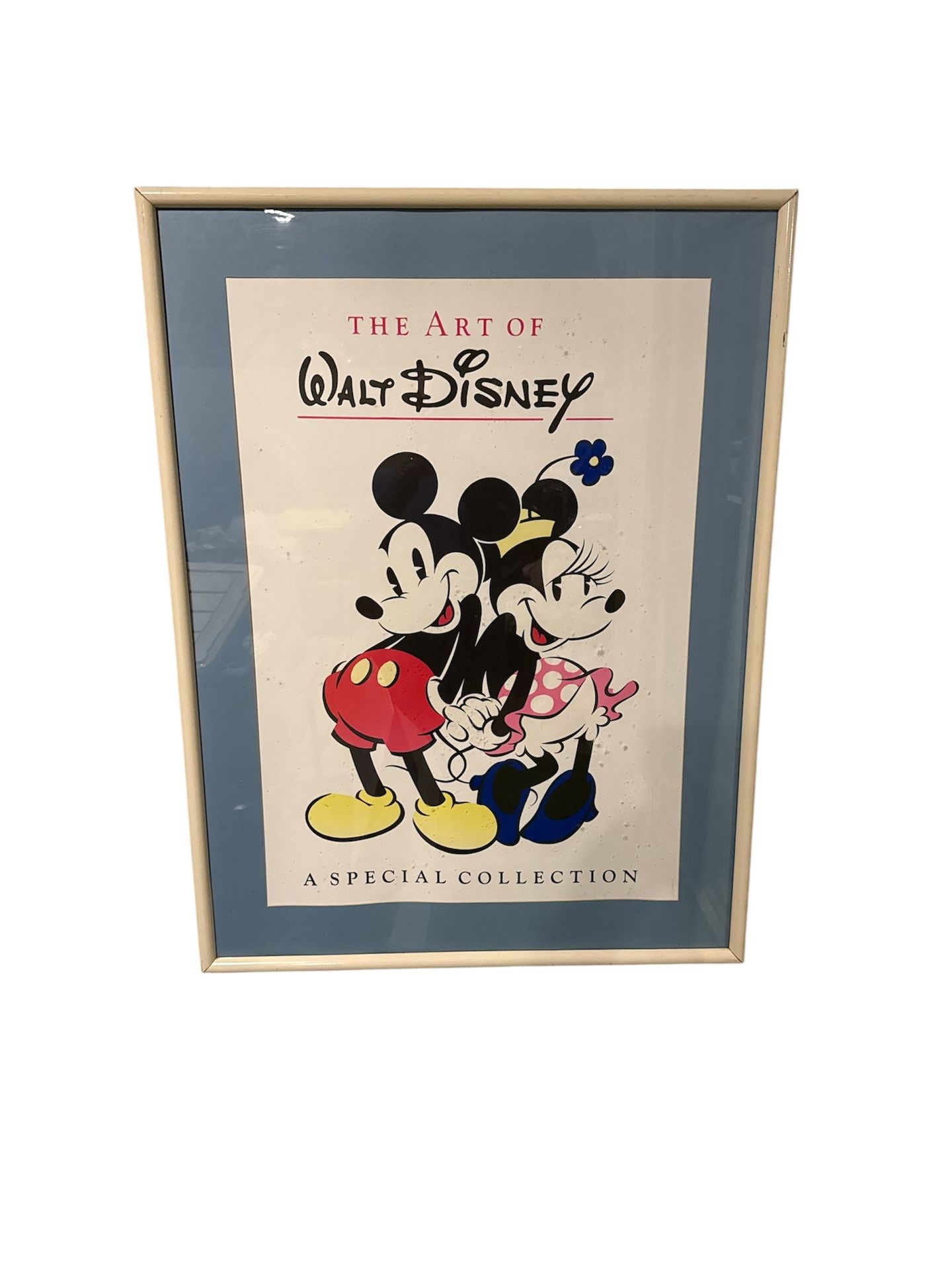 VINTAGE! The Art of Walt Disney Mickey & Minnie Mouse Glass Framed Poster