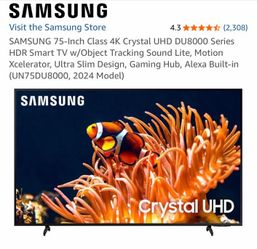 Samsung 75” DU8000 4K Smart TV – Works, Dark Spot – Repair/Parts