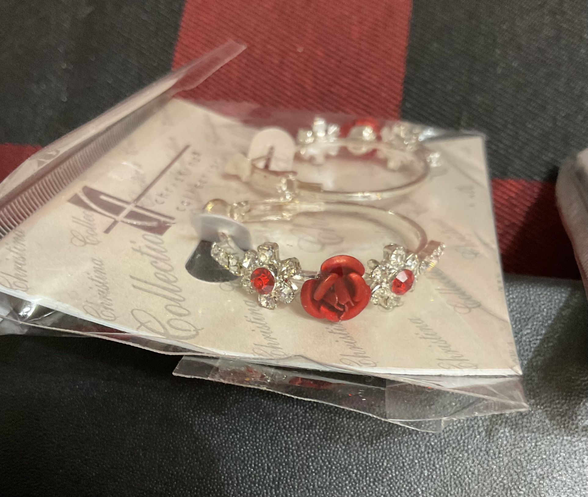 New Christina Collection Red Rose Earrings