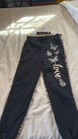 Black Leggings with Butterfly and Love Print