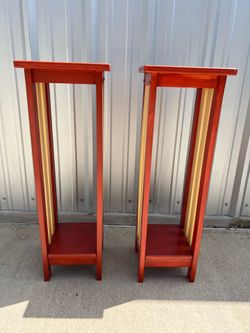 Pair of tall wooden accent tables