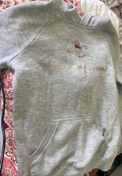 Champion Girls Gray Fleece Hoodie Sequin Script Logo Kids Small 6/7