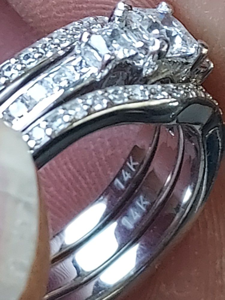 White Gold Engagement 2pc Ring 