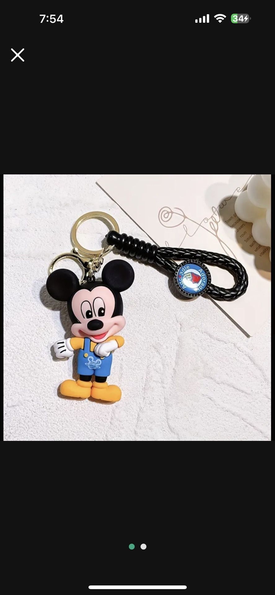 Disney Cartoon Micky Character Keychain, Anime-Themed Ladies Key Ring, Single Piece,