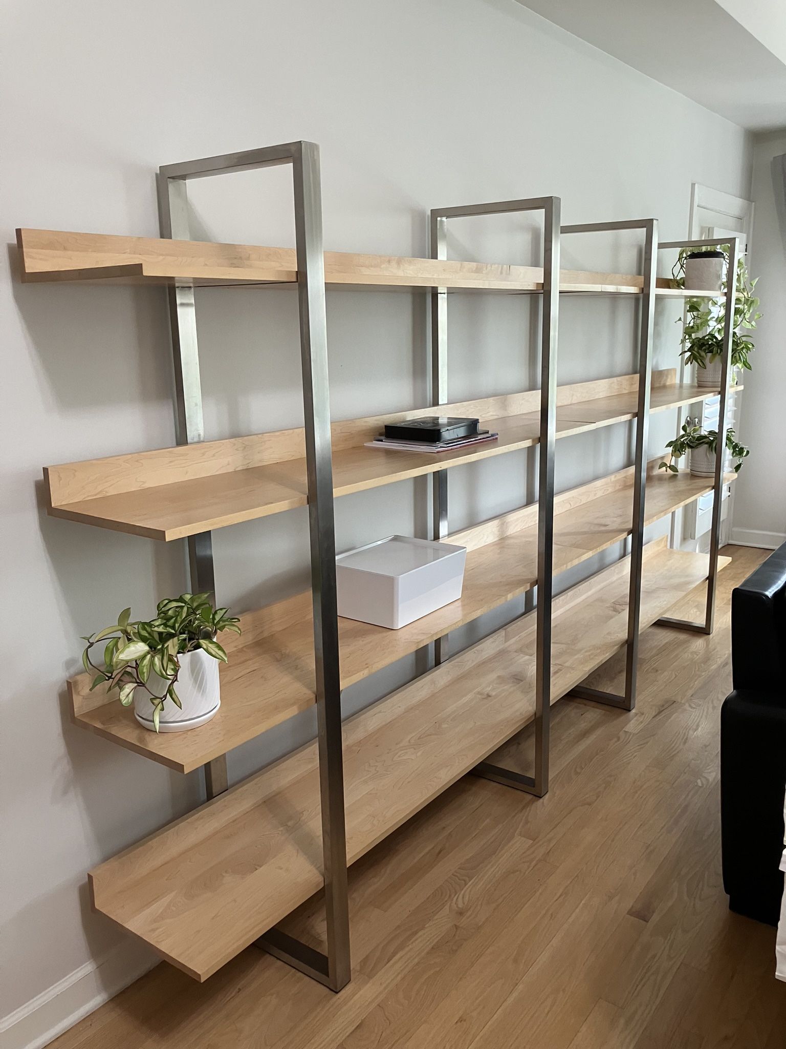 Room And Board Metal Wood Two Bookshelf Display Case Bookshelves Room & Board Shelving Unit Storage Cabinet 