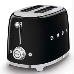 SMEG 2 Slice Toaster with 6 Presets and Defrost Function and Removable Crumb Tray (Black)