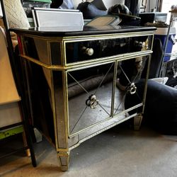Mirrored Nightstand W/stone Top. 