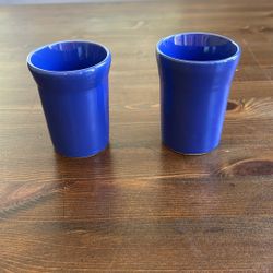 Cobalt Blue Ring Pottery Cups 