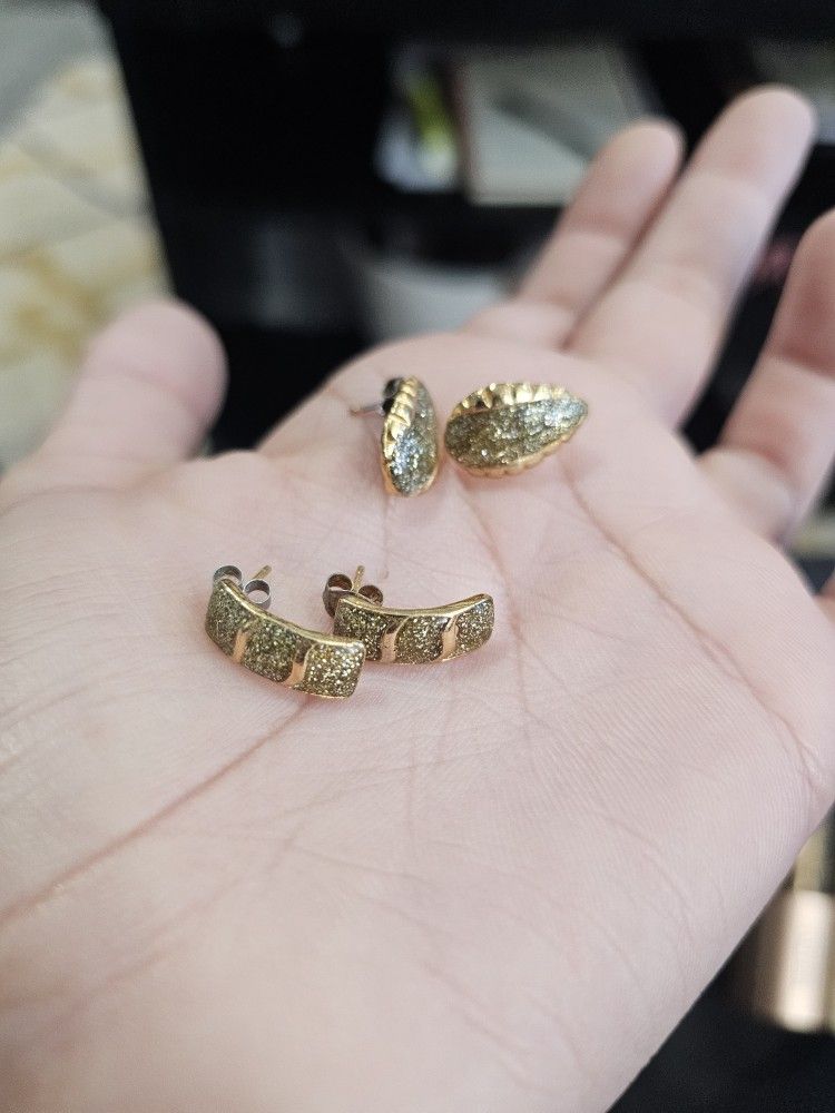 Gold Plated Sparkly Earring Duo