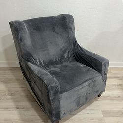 Gray rocking chair comfy with chair cover