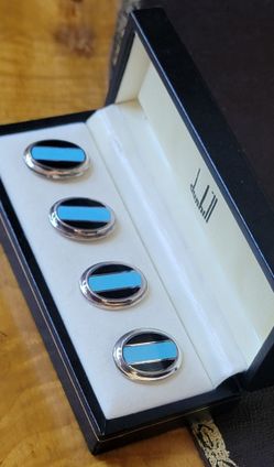 Rare Numbered Dunhill Sterling Silver Double-Sided Art Deco Collection Cufflinks Signed w Box & COA