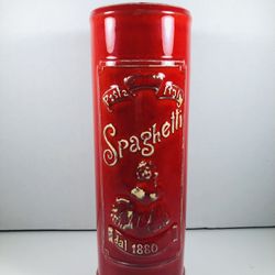 Artimino Red Spaghetti Ceramic Container Made In Italy